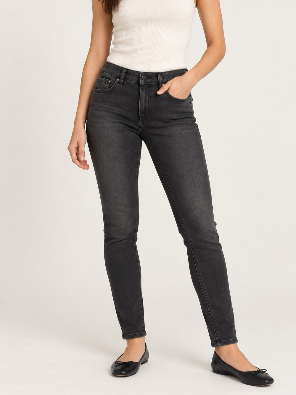 White House Black Market Charcoal Black Skinny Jeans Size 00 Short